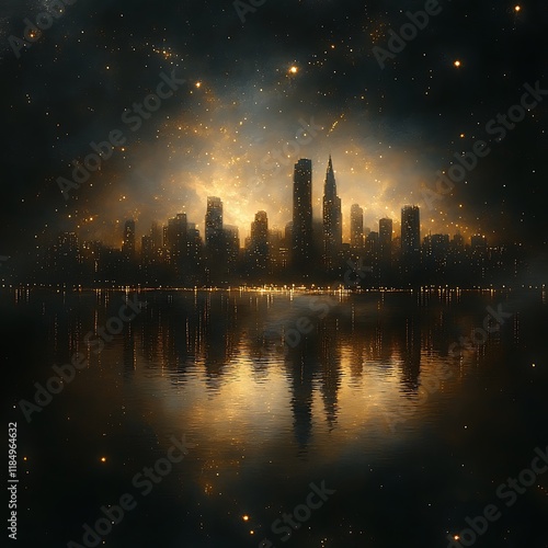 Enchanting nighttime skyline capturing the essence stillness picture photo