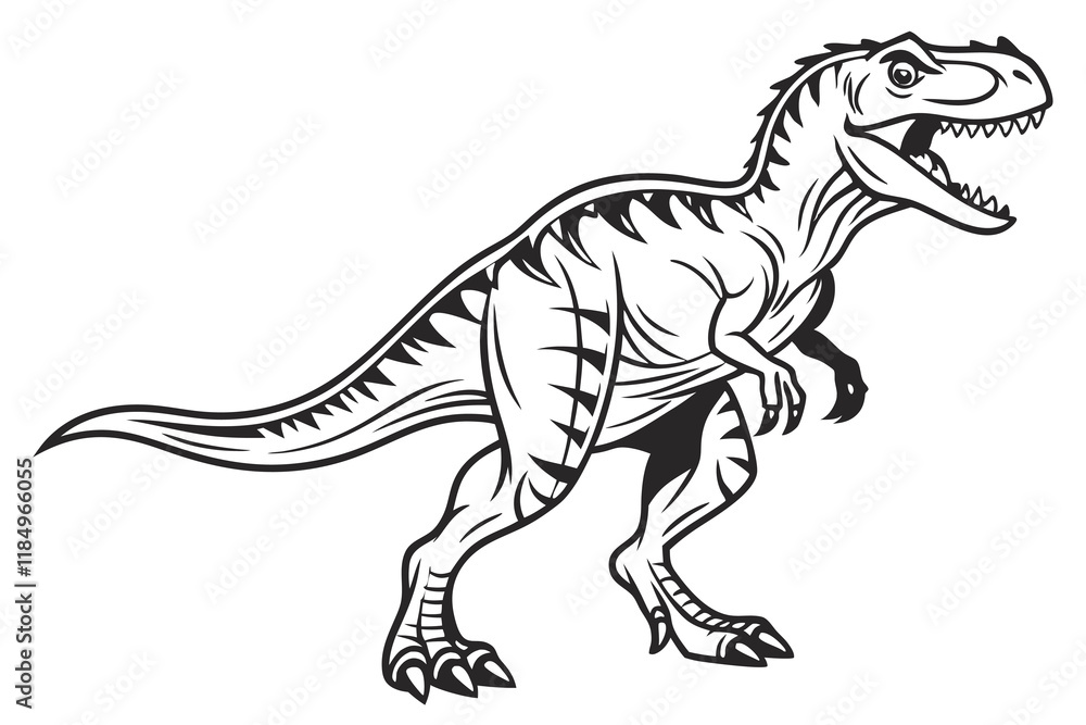 Obraz premium A black color line art vector of a dangerous sardonyx dinosaur with a white background
