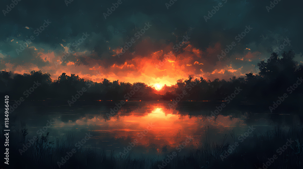 Fototapeta premium Grainy dusk backdrop with vibrant hues and smooth transitions. Twilighted. Illustration