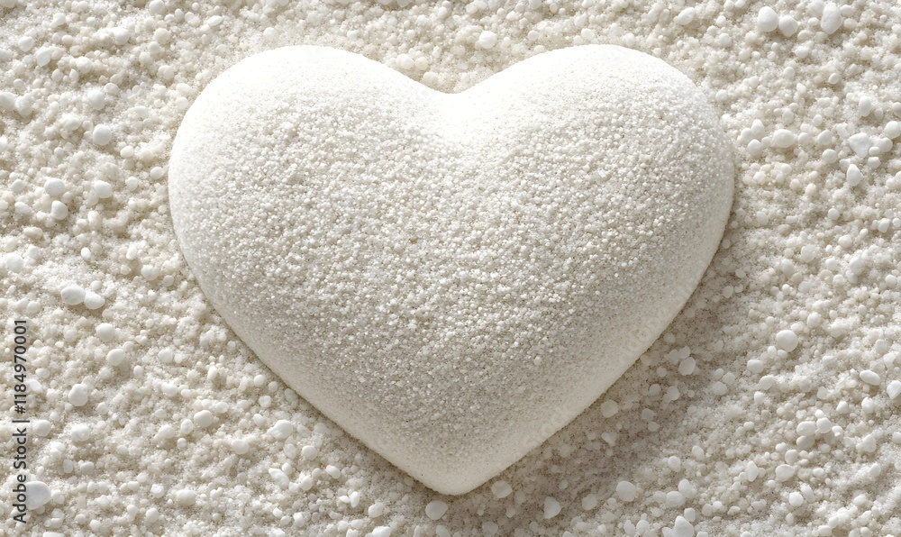 Obraz premium White heart shaped stone on textured surface.