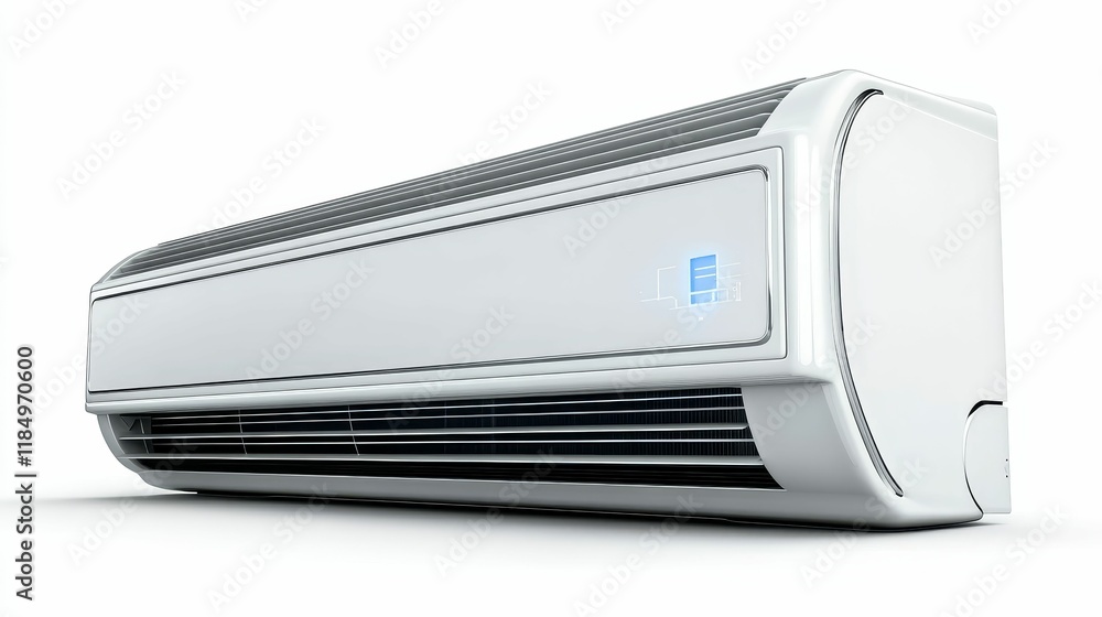 White wall-mounted climate control unit. White wall-mounted climate control unit.