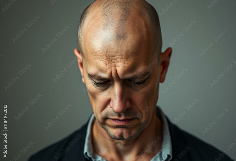 Portrait of a bald man with a solemn expression Portrait of a bald man with a solemn expression