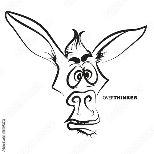 Funny animal face expressions face of overthinking, donkey face