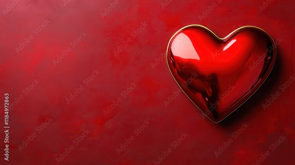 A glossy red heart is beautifully positioned against a rich, textured red background, symbolizing love and emotion, making it an ideal choice for romantic themes. A glossy red heart is beautifully positioned against a rich, textured red background, symbolizing love and emotion, making it an ideal choice for romantic themes.