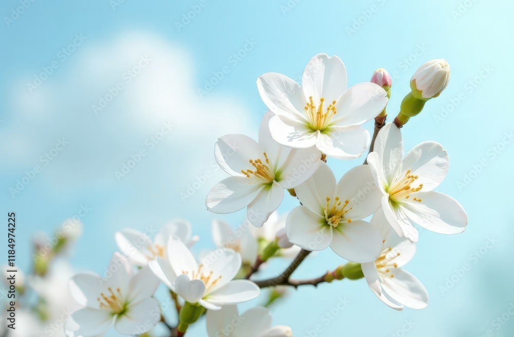 Obraz premium Jasmine flowers on blue sky background for design purposes