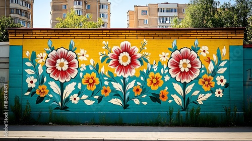 Vibrant Floral Mural Adorns City Wall