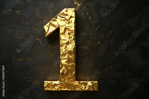 Golden textured number one clipart showcasing luxury and