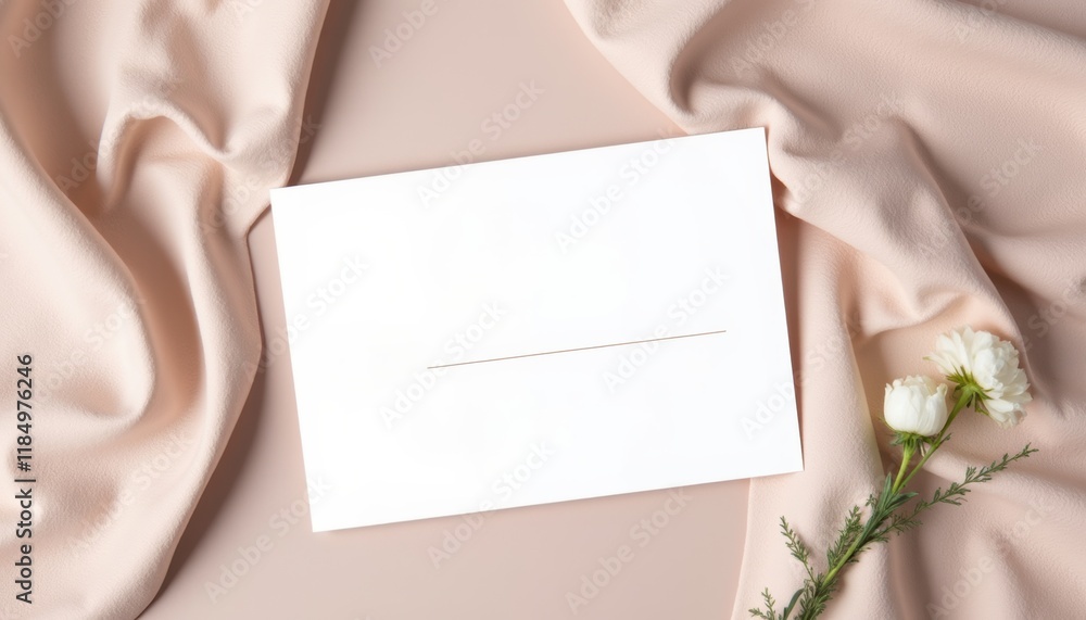 Wedding RSVP card mockup on a soft fabric background, with elegant script and minimal distractions, focusing on the card design Wedding RSVP card mockup on a soft fabric background, with elegant script and minimal distractions, focusing on the card design