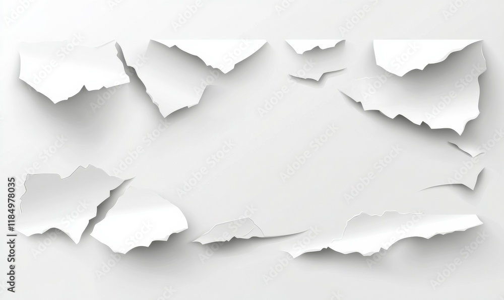 Torn white paper with shadow. Isolated Torn white paper with shadow. Isolated