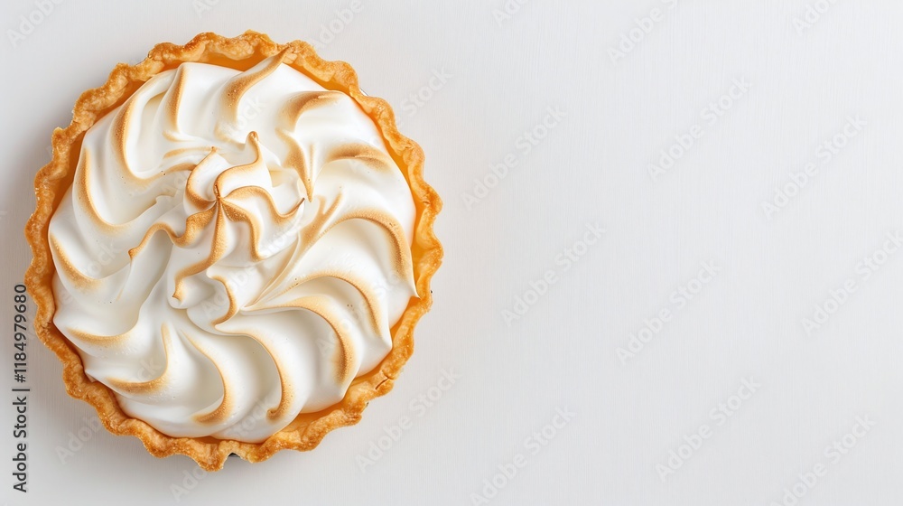 Large tart with golden swirled meringue topping, isolated on white background, flat lay dessert composition, elegant bakery design, classic sweet treat for festive dessert presentation
Large tart with golden swirled meringue topping, isolated on white background, flat lay dessert composition, elegant bakery design, classic sweet treat for festive dessert presentation