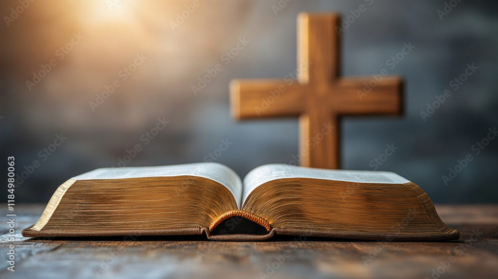 An open Holy Bible on a modern white table with a blurred wooden cross in the background, illuminated by soft window light. Minimalistic, bright tones symbolize faith, spirituality, and reflection.
An open Holy Bible on a modern white table with a blurred wooden cross in the background, illuminated by soft window light. Minimalistic, bright tones symbolize faith, spirituality, and reflection.