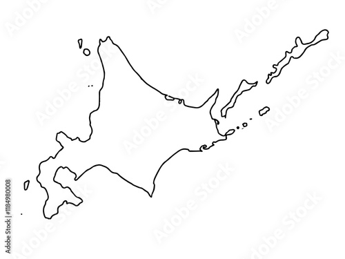 少しゆるい白い北海道地図 線画