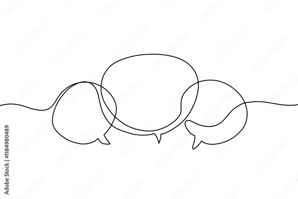 Speech bubble continuous one line drawing, Empty speech minimalist linear illustration made of single line. Speech bubble continuous one line drawing, Empty speech minimalist linear illustration made of single line.
