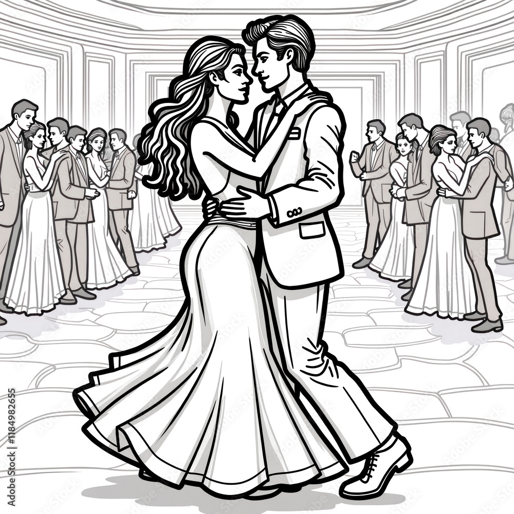 Fototapeta premium Romantic Couple Dancing At Elegant Ballroom Event
