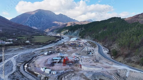 Albania, construction site for road construction