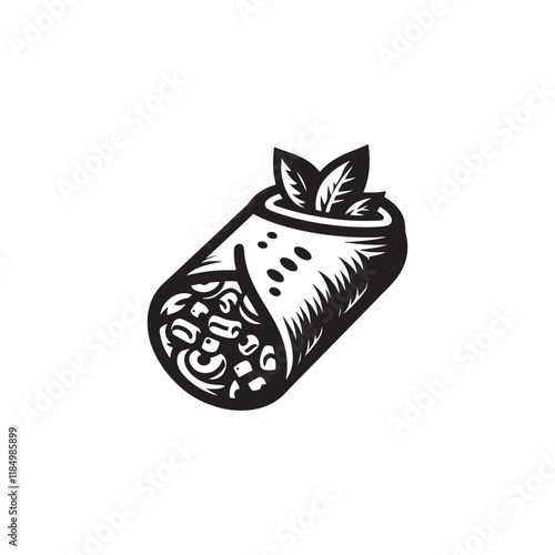 Burrito Vector - Minimalist Burrito Silhouette - Illustration of Burrito.