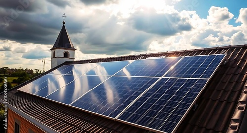 solar panels on a church roof 