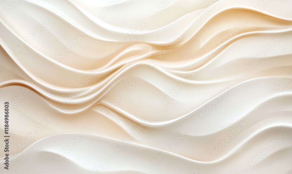Obraz premium White and tan background with a wavy pattern. The pattern is very smooth and flowing. The background is almost entirely white