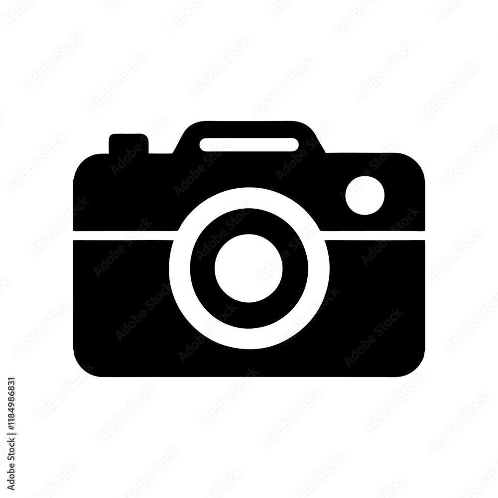 Minimalist Camera Icon, Black and White Vector illustration Minimalist Camera Icon, Black and White Vector illustration