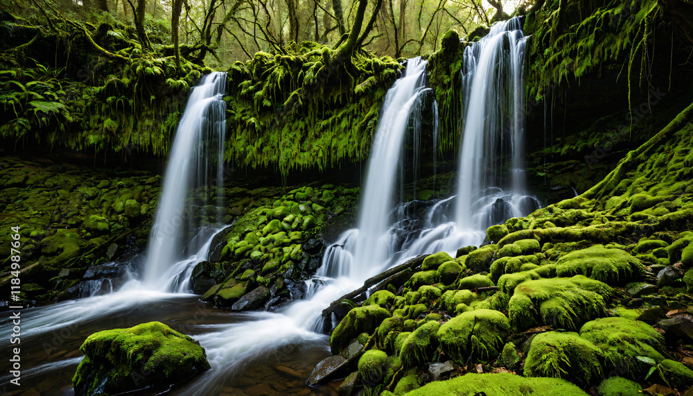 Obraz premium Enchanting Forest Waterfall