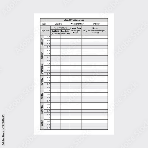 Blood pressure log book interior. Blood pressure logbook and pulse tracker. Blood pressure notebook. Pulse tracker journal. interior blood pressure notebook. interior log book.