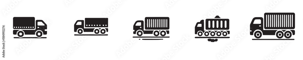 Vector set of truck silhouette icons Vector set of truck silhouette icons