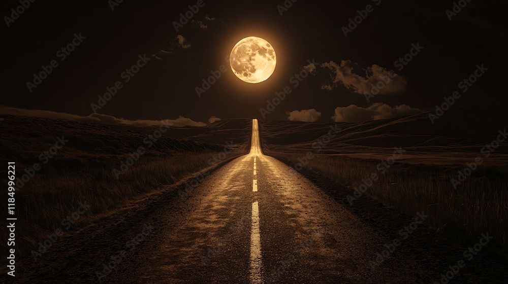 Fototapeta premium A Straight Road to Success, Marked by Clear Pathways and the Promise of Achievement Ahead