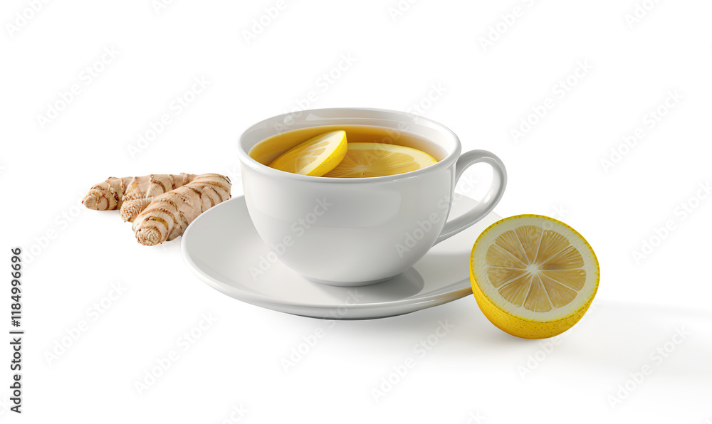 cup of ginger honey with lemon tea on a transparent background cup of ginger honey with lemon tea on a transparent background