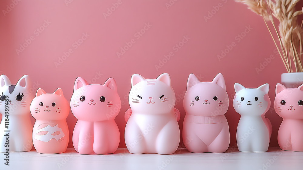 playful and vibrant pink plastic 3d decorative objects, perfect for adding a modern touch to home decor and creating cheerful spaces
