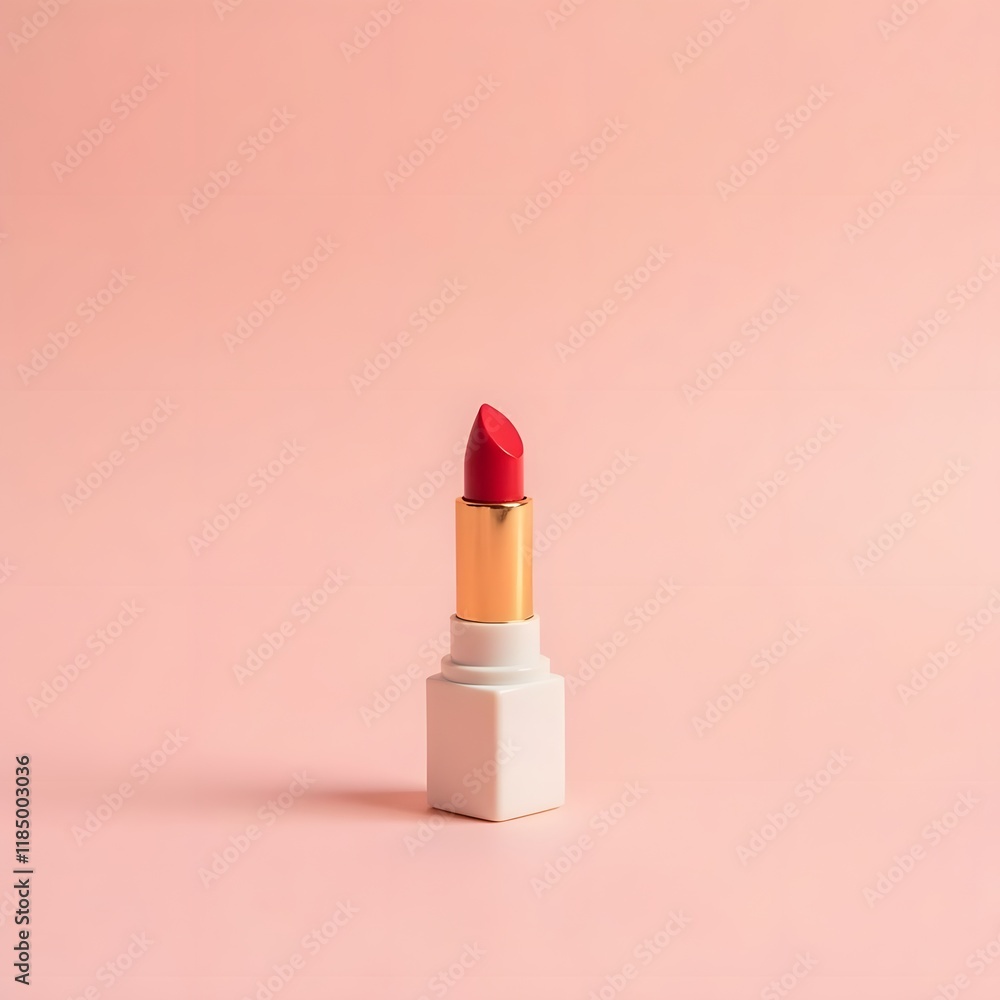 Radiant Elegance Vibrant Red Lipstick on Serene Pastel Background Radiant Elegance Vibrant Red Lipstick on Serene Pastel Background