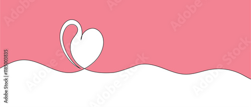Obraz na płótnie Continuous line drawing of heart and words. Vector illustration. One single line drawing of love concept cute heart shaped for greeting card. Romantic symbol for wedding invitation, Valentine's Day. w salonie