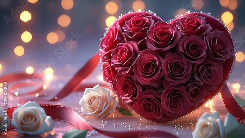 Romantic Heart of Roses - A Captivating Floral Display for Love