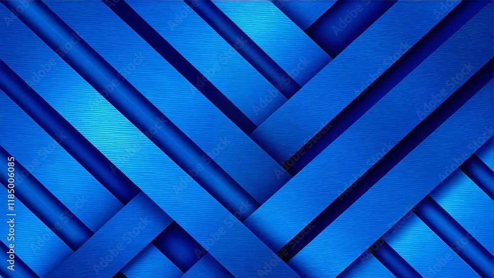 Fototapeta premium A sleek abstract background featuring metallic blue stripes intertwined in a binding pattern. The glossy texture and fluid design exude a futuristic and refined aesthetic
