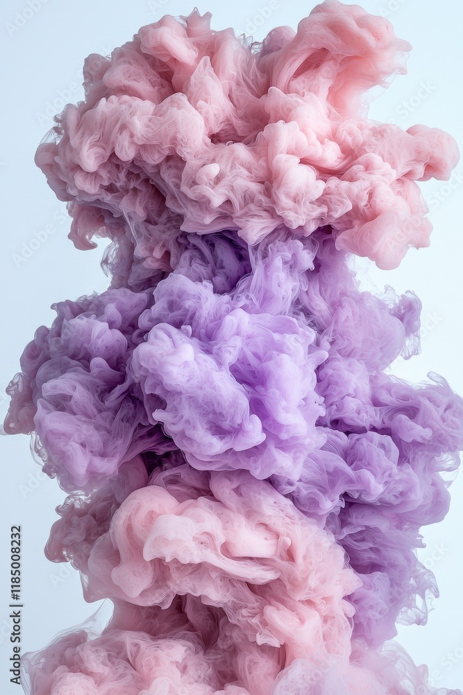 Fototapeta premium Abstract pink and purple ink swirling in water, creating a vibrant and colorful cloud of smoke.