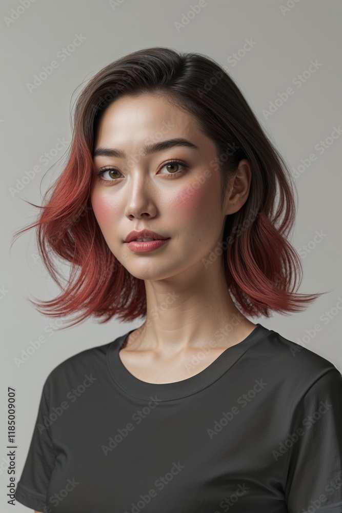 black t shirt mockup with beauty asian model black t shirt mockup with beauty asian model