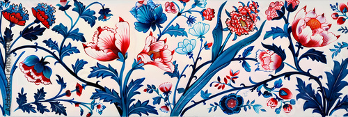 Exquisite Display of Turkish Artistry: Vibrantly Colored Floral Iznik Tiles