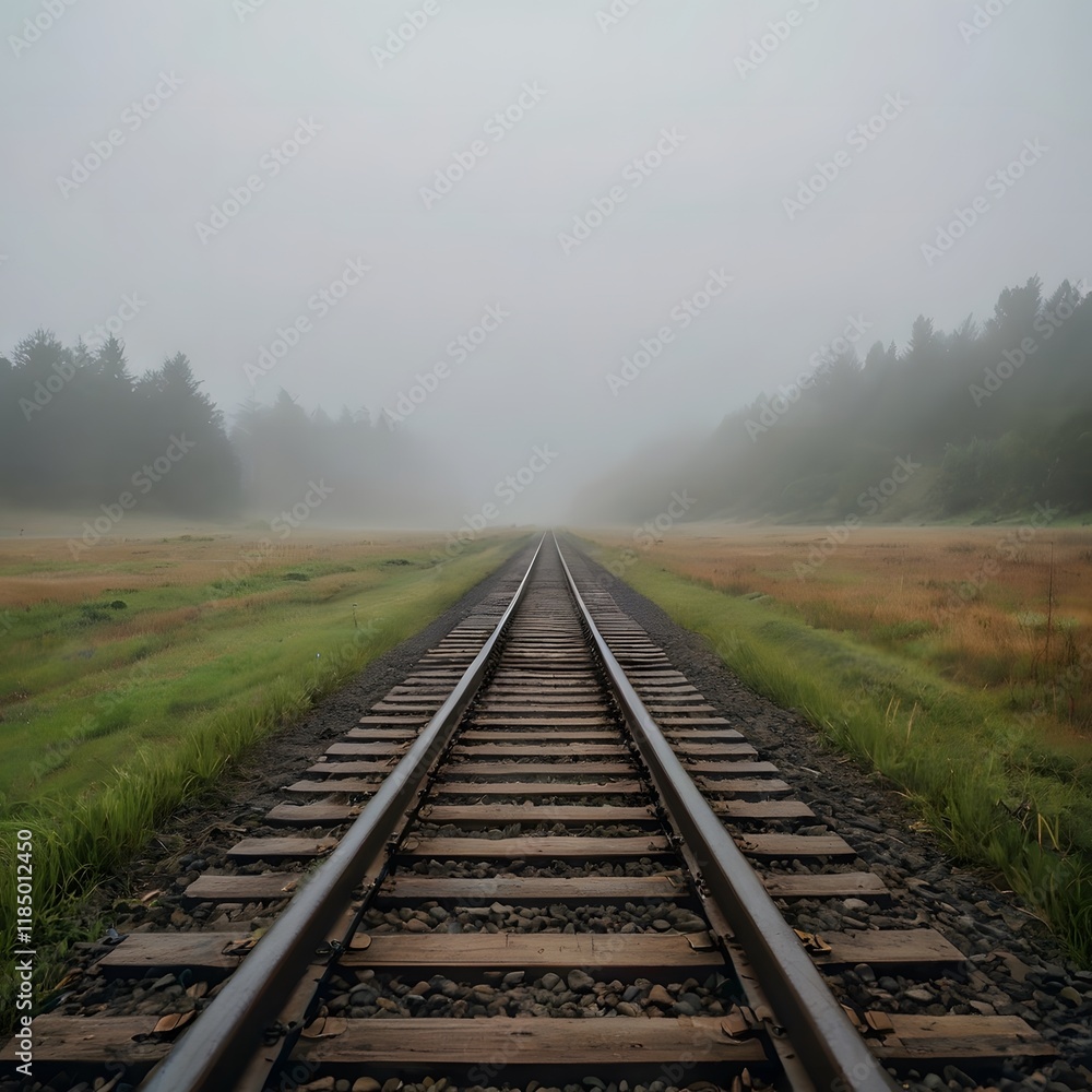 Fototapeta premium railway in the fog