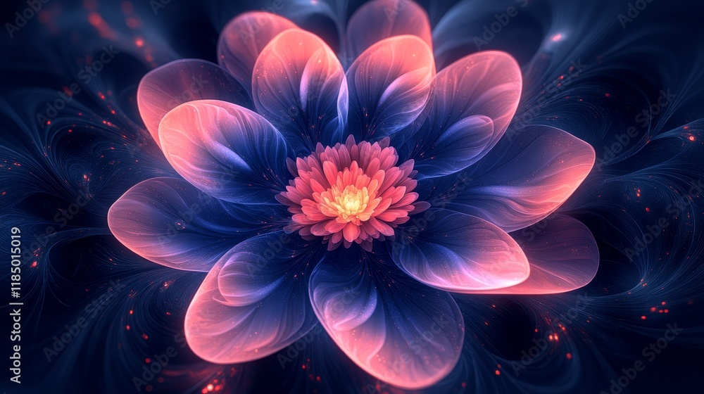 A colorful flower with pink and blue petals A colorful flower with pink and blue petals