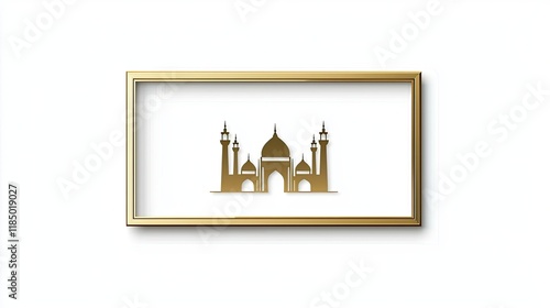 A stylized golden silhouette of a famous architectural landmark, framed elegantly.