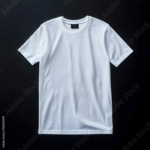 basic white tshirt against black backdrop background professional photography style advertising color grading cinematic filter photo