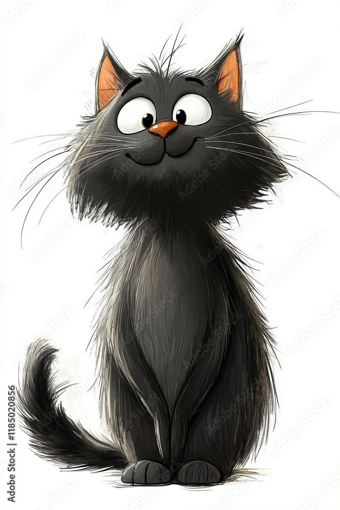 Obraz premium A black cat with a big smile on its face