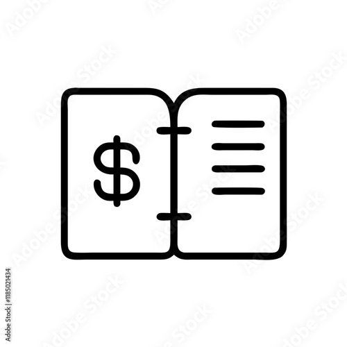 Simple icon of an accounting book with a dollar sign, symbolizing financial management