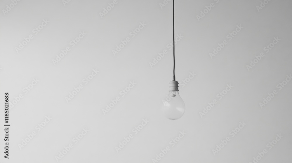 Single hanging lightbulb against a white background. Single hanging lightbulb against a white background.
