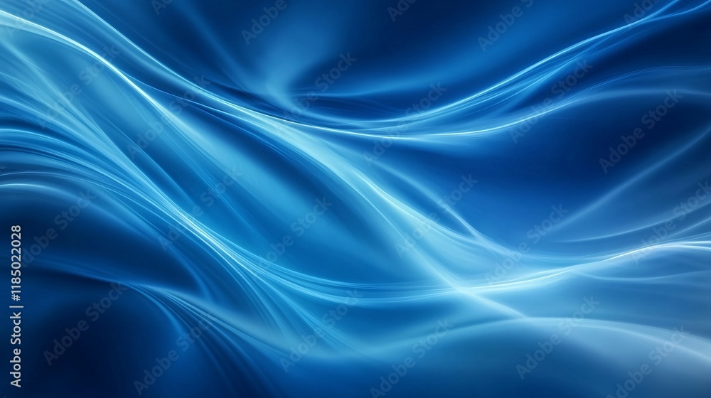 Obraz premium Abstract blue light trails flowing smoothly in digital cyberspace