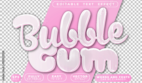 Pink Bubble Gum Sweet Candy Fully Editable Vector Text File