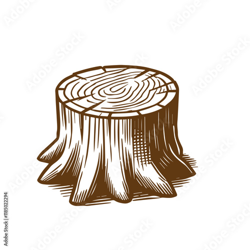 Tree stump vector, stump . stump line art vector illustration