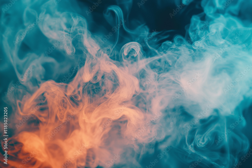 Obraz premium Abstract overlapping shapes create a vibrant glowing effect with blue and orange hues in a dynamic business setting