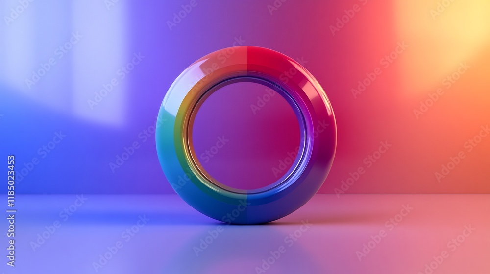 Abstract Rainbow Torus 3D Render in Vibrant Neon Lighting Abstract Rainbow Torus 3D Render in Vibrant Neon Lighting