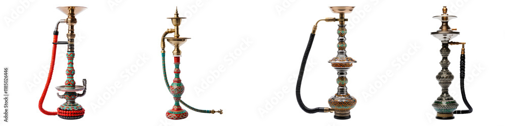 Hookah isolated on transparent background, Set of Hookah isolated on transparent background, Set of