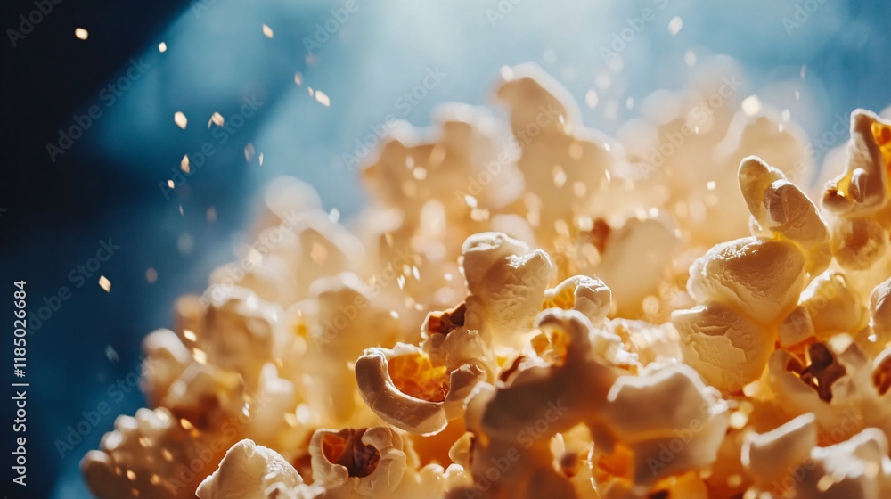 Fresh popcorn exploding with flavor and excitement, creating a delicious snack Fresh popcorn exploding with flavor and excitement, creating a delicious snack
